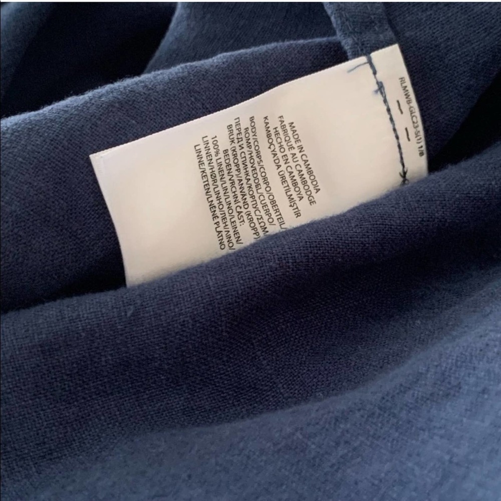 New Ralph Lauren Maxi Linen Navy Long Dress - Picture 15 of 16